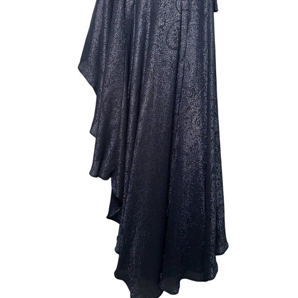 AMUR Esmerelda Asymmetric One-Shoulder Shimmer Maxi Formal Gown Black Size 0 - Picture 3 of 13